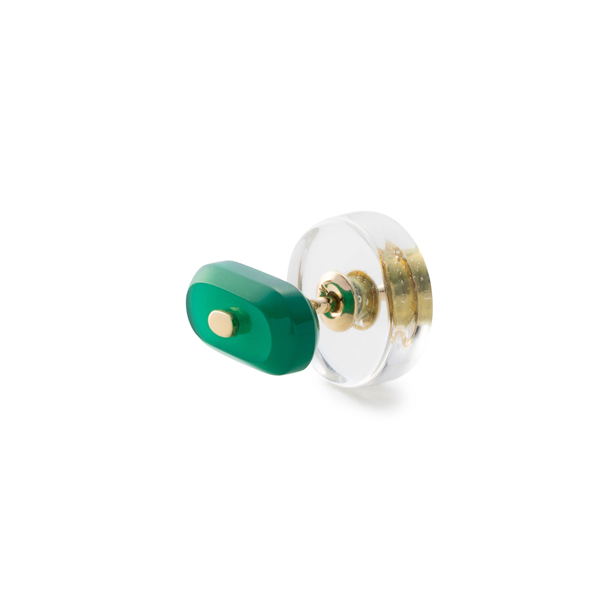 BIRD OF PARADISE Oblong Bird's Eye  Earring, Green Agate Quartz