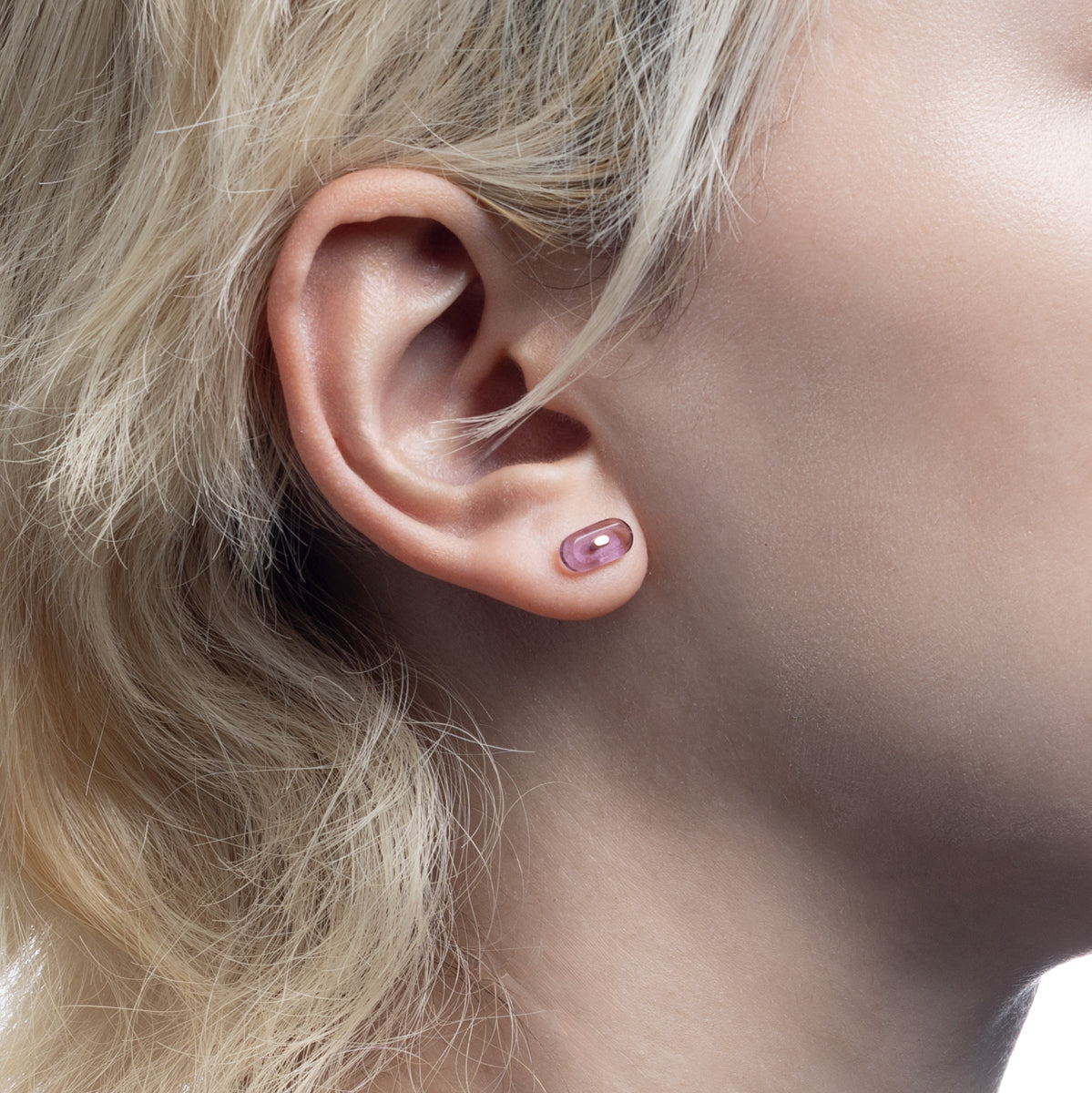 BIRD OF PARADISE Oblong Bird's Eye  Earring, Amethyst Green Agate