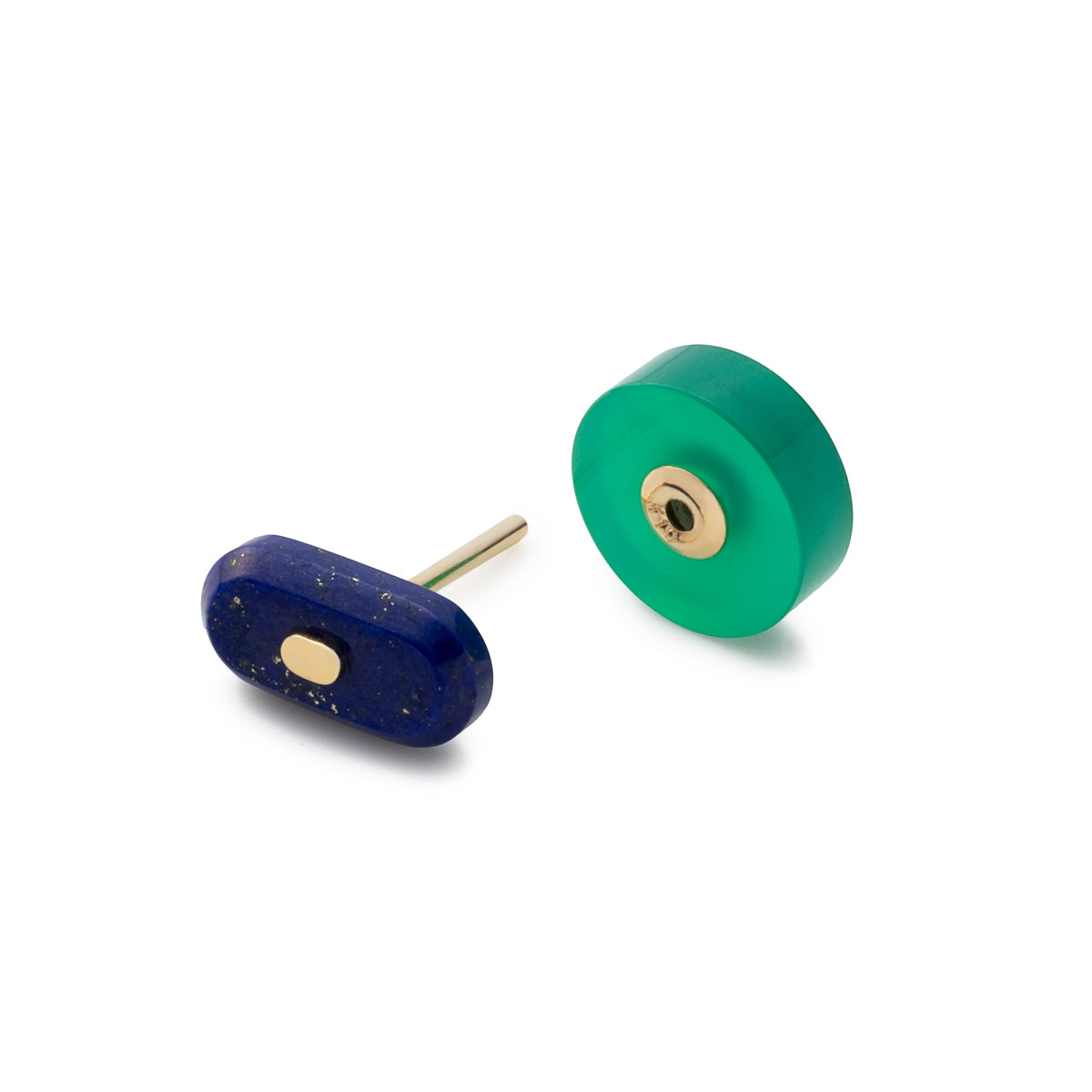 BIRD OF PARADISE Oblong Bird's Eye  Earring, Lapis Lazuli Green Agate