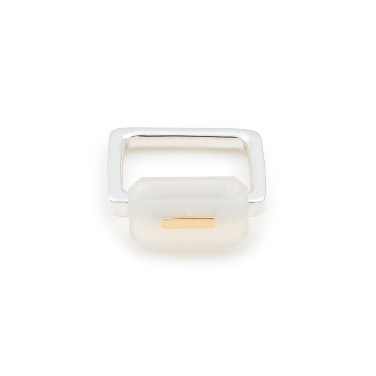 BIRD OF PARADISE Square Ring,  White Chalcedony
