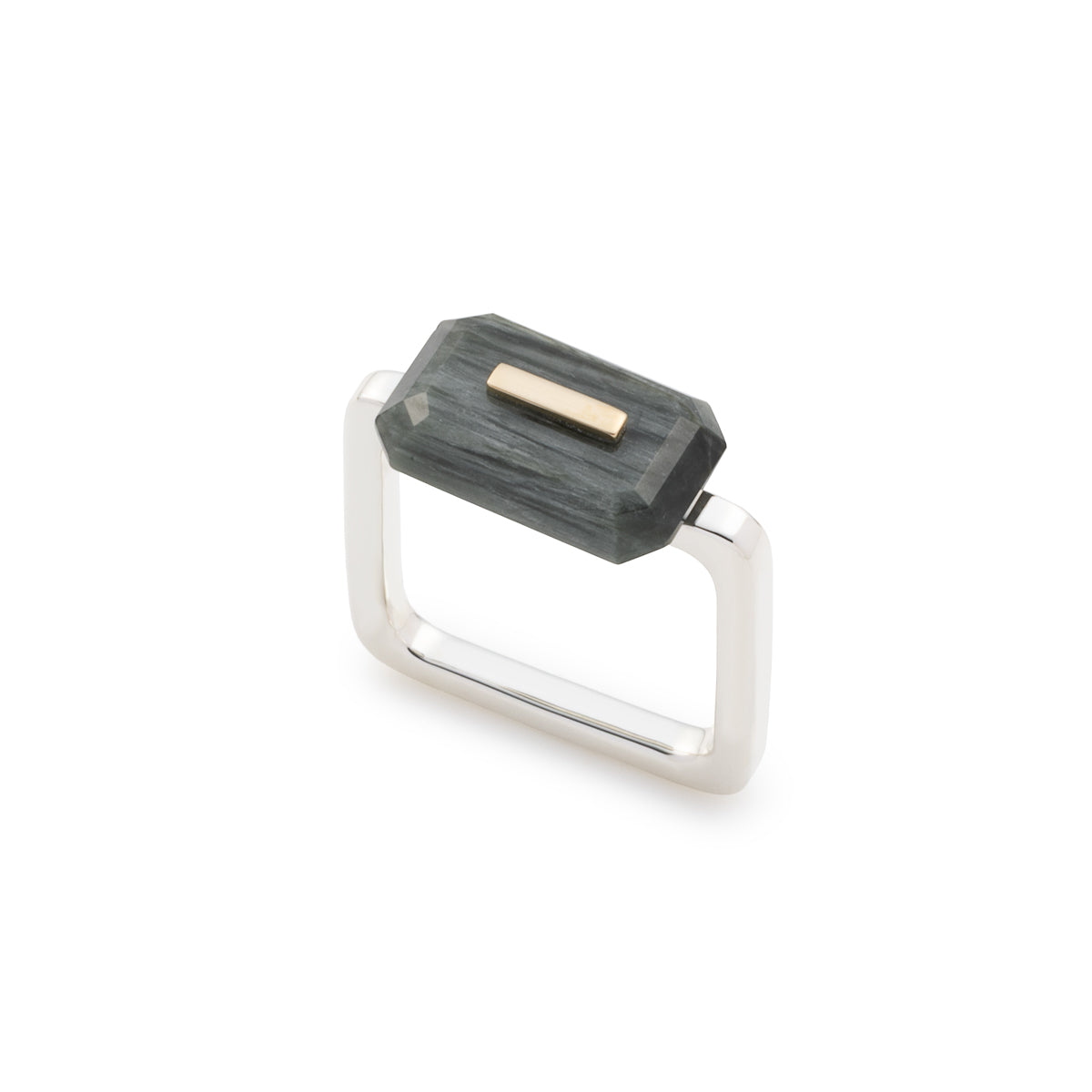 BIRD OF PARADISE Square Ring, Cat's eye quartz