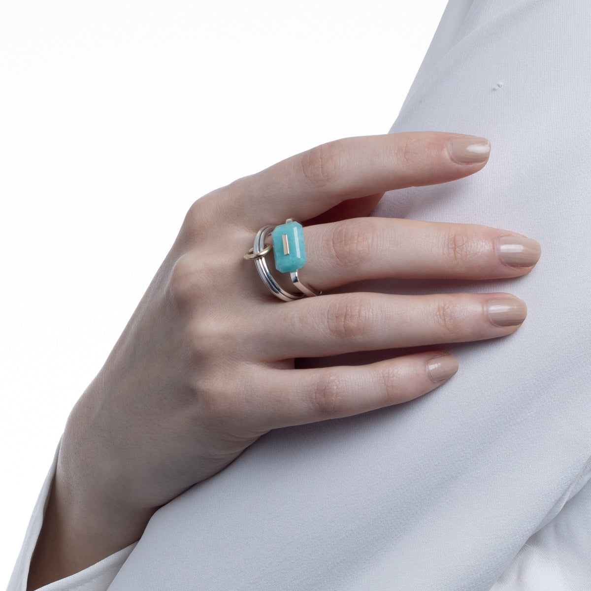 BIRD OF PARADISE Square Ring, Amazonite