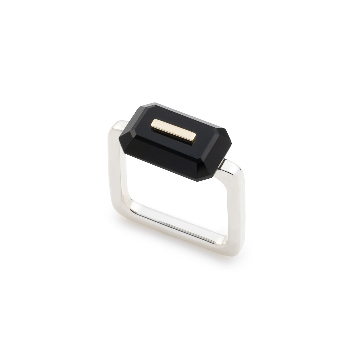 BIRD OF PARADISE Naked Rectangle Stone Cushion Ring, Onyx