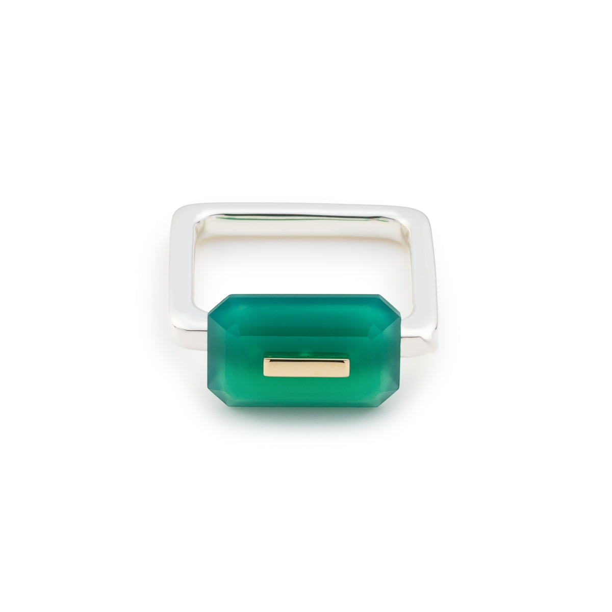 BIRD OF PARADISE Square Ring, Green Agate