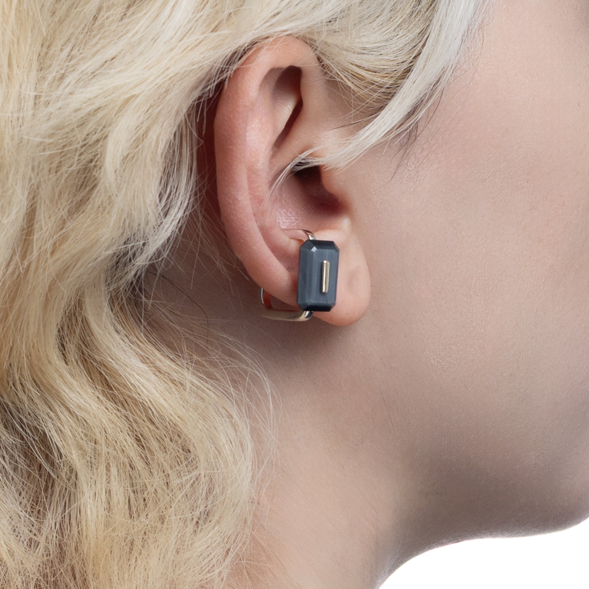 BIRD OF PARADISE Square Ear Cuff, Cat's eye quartz