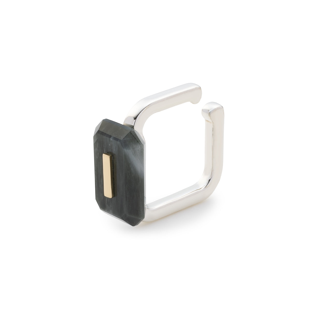 BIRD OF PARADISE Square Ear Cuff, Cat's eye quartz