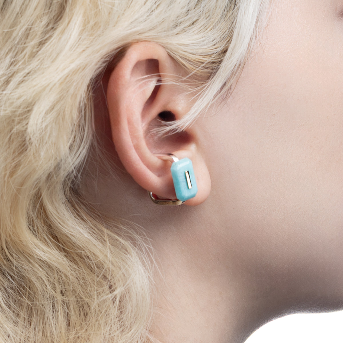 BIRD OF PARADISE Square Ear Cuff, Amazonite