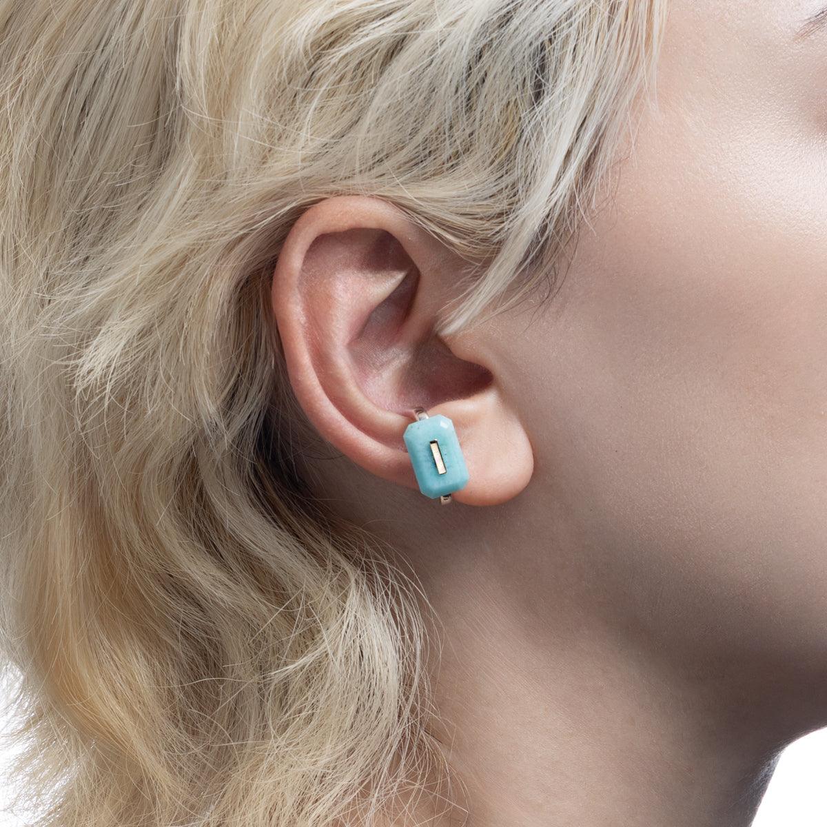 BIRD OF PARADISE Square Ear Cuff, Amazonite