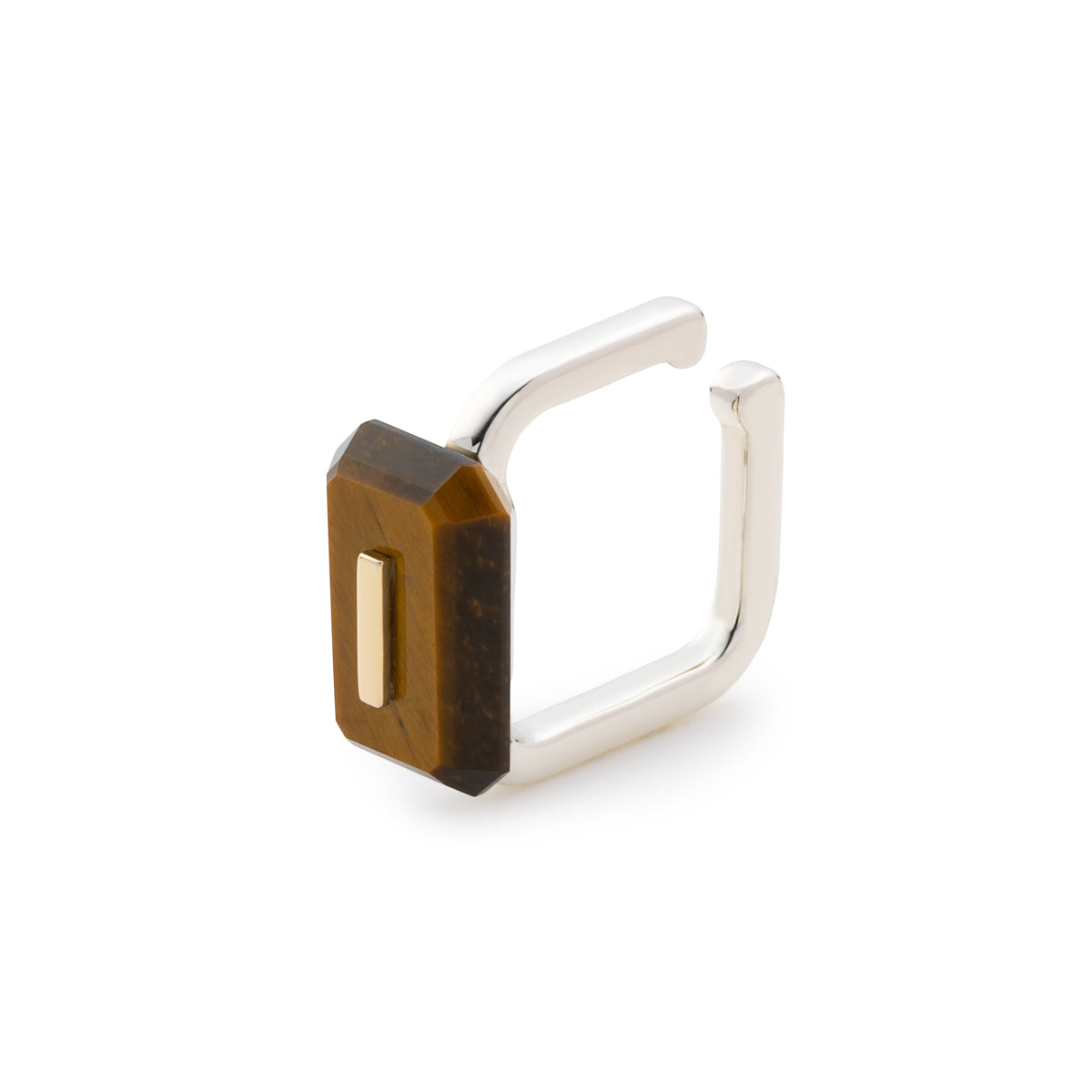 BIRD OF PARADISE Square Ear Cuff, Tiger's eye