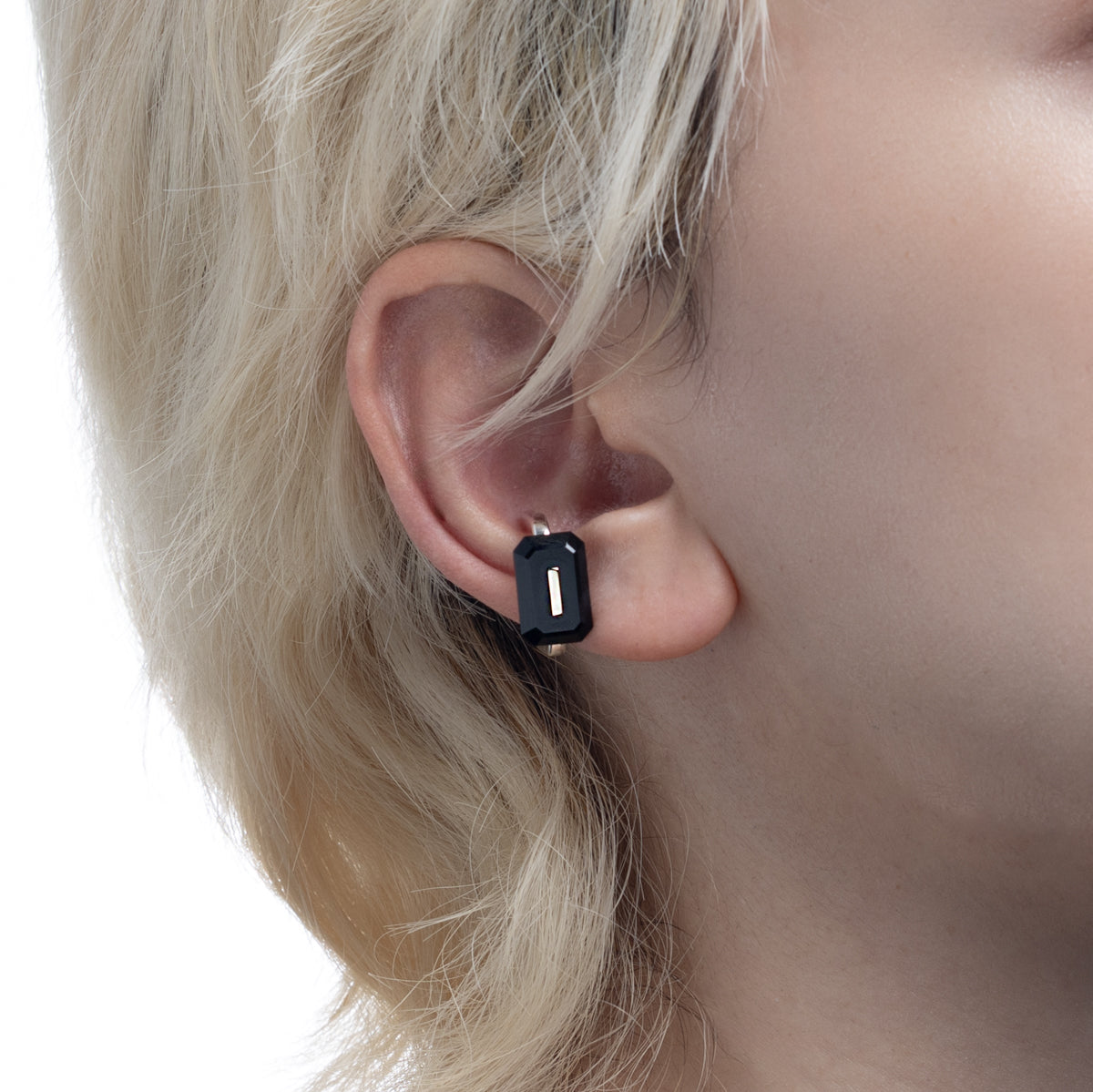 BIRD OF PARADISE Square Ear Cuff, Onyx