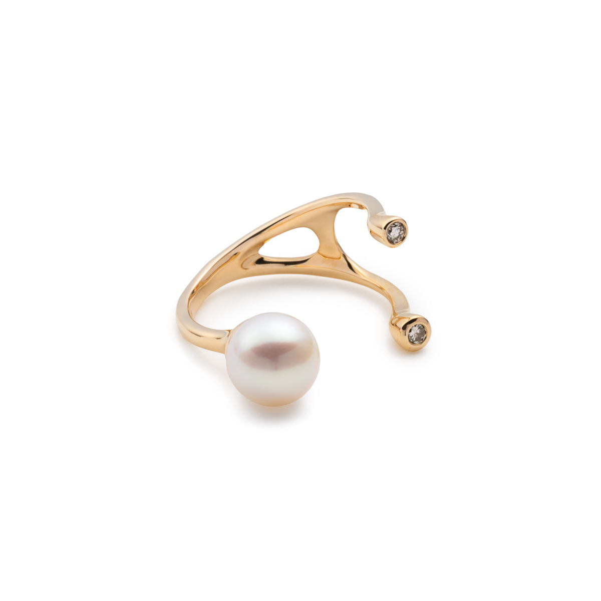 【Made-To-Order】 Akoya Pearl Diamond Cuff Ring