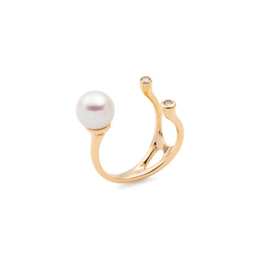 【Made-To-Order】 Akoya Pearl Diamond Cuff Ring