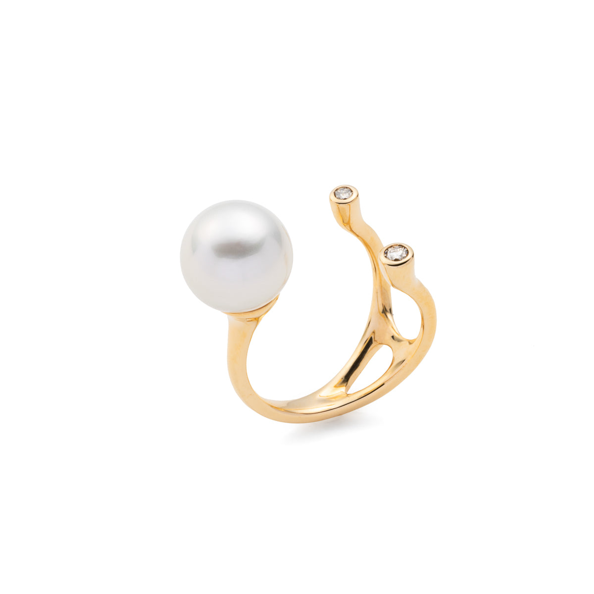 【Made-To-Order】South Sea Pearl Diamond Cuff Ring
