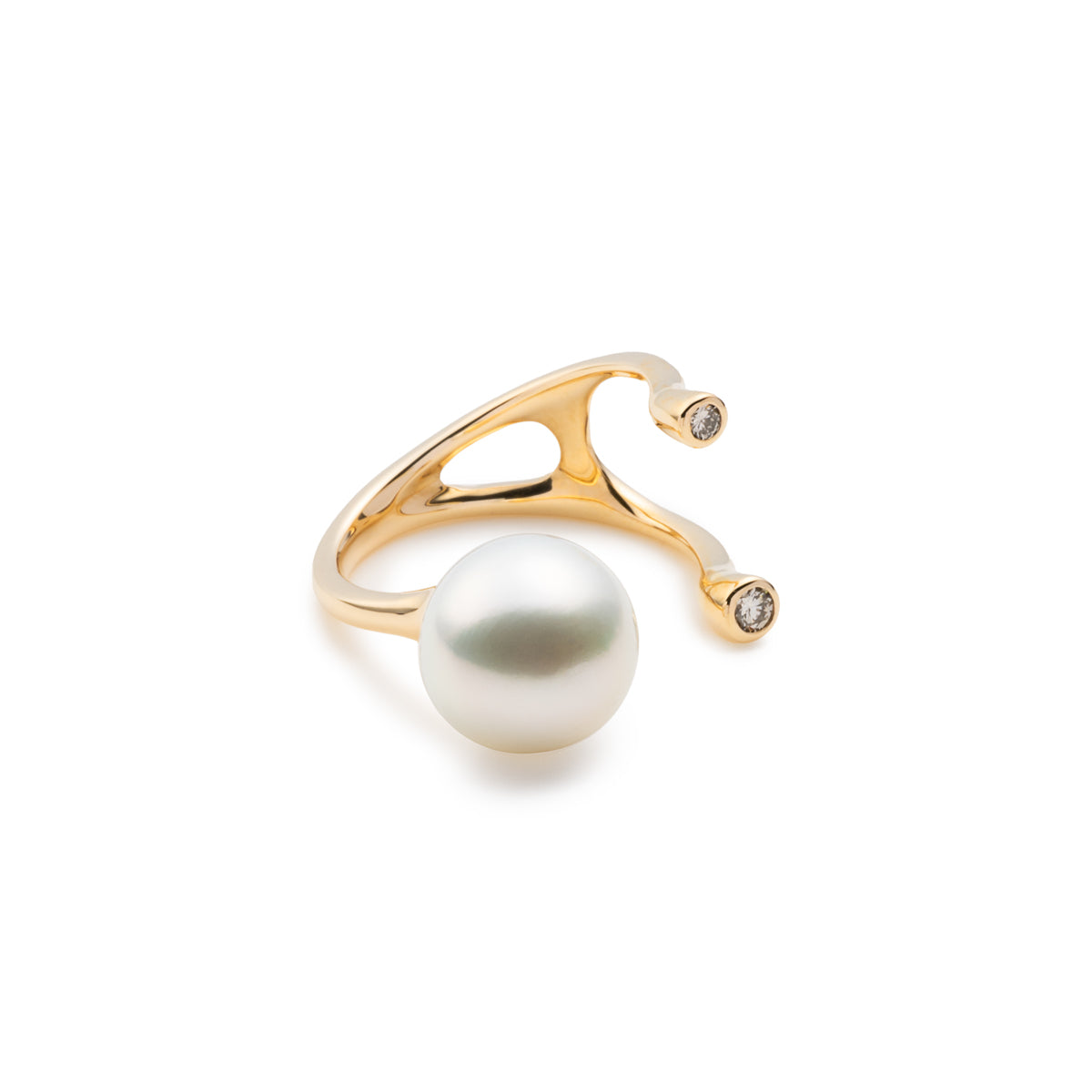 【Made-To-Order】South Sea Pearl Diamond Cuff Ring