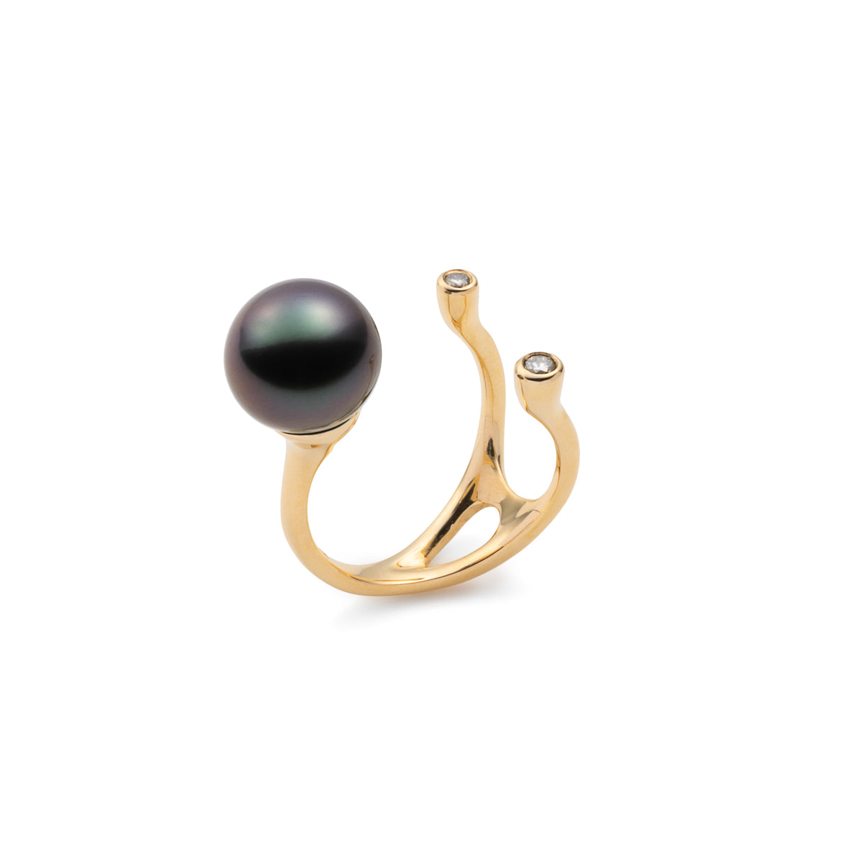 【Made-To-Order】Tahiti Pearl Diamond Cuff Ring