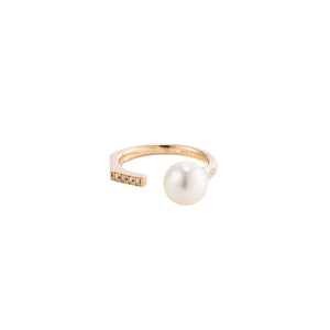 【Made-To-Order】MANHATTAN Akoya Pearl Diamond Cuff Ring