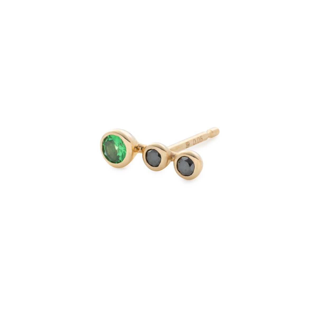 DROSERA  Green Garnet and Black Diamond Stud Earring