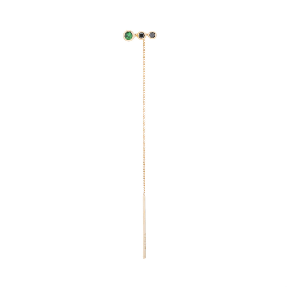 DROSERA  Green Garnet and Black Diamond Chain Earring