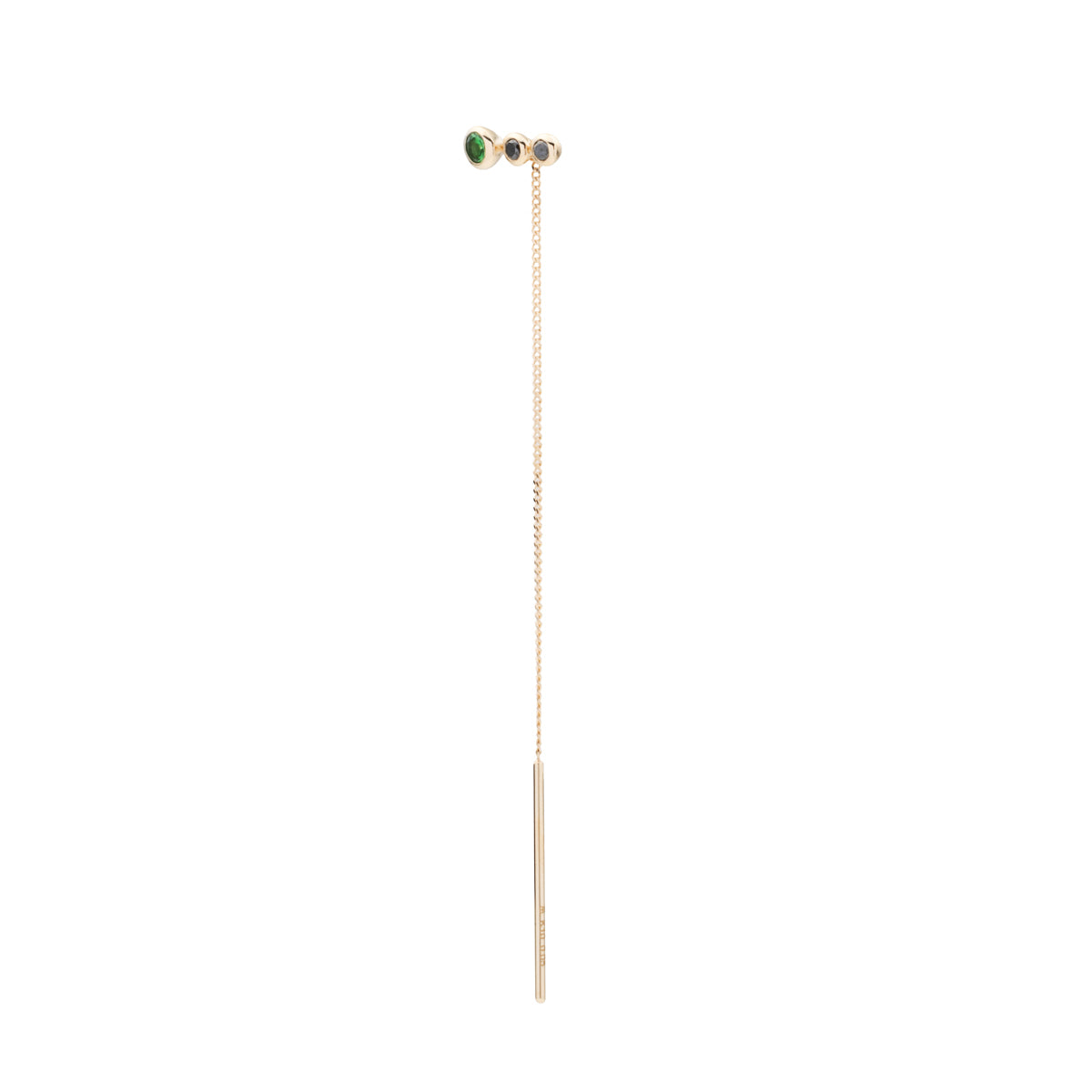 DROSERA  Green Garnet and Black Diamond Chain Earring