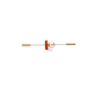 SPEAR Earring, Akoya Pearl & Carnelian