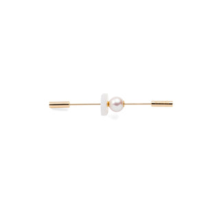 SPEAR Earring, Akoya Pearl & White Agate