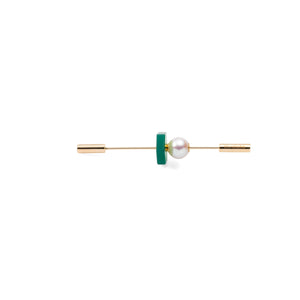 SPEAR Earring, Akoya Pearl & Green Agate