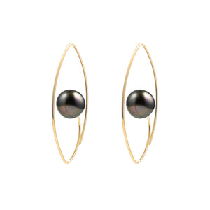 Tahiti Pearl Floating Oval Earring Medium size