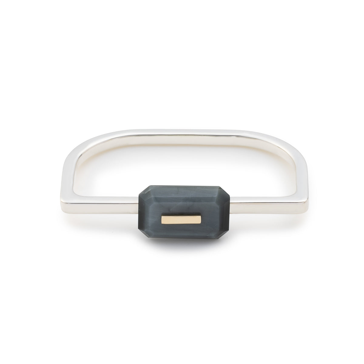BIRD OF PARADISE Square Double Finger Ring, Cat's eye quartz