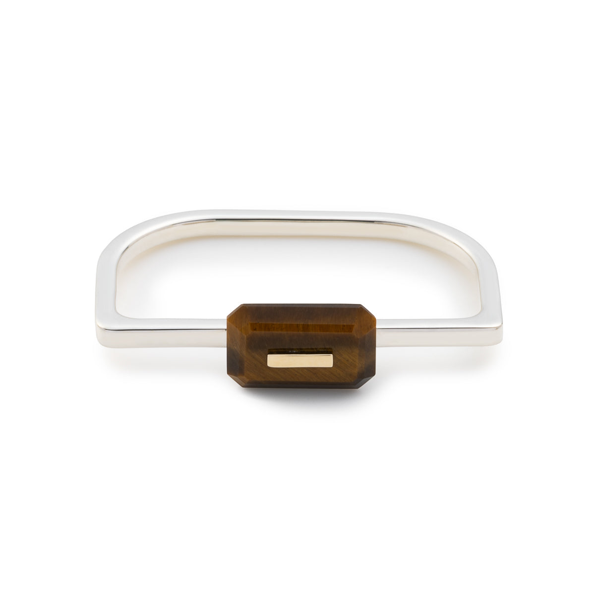 BIRD OF PARADISE Square Double Finger Ring, Tiger's eye