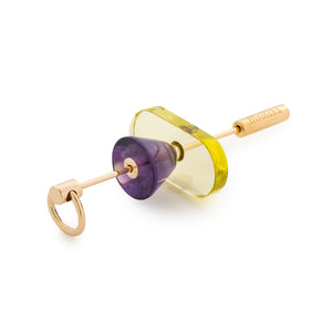 SPEAR Door Knocker Earring  Large size,  Lemon Quartz & Amethyst