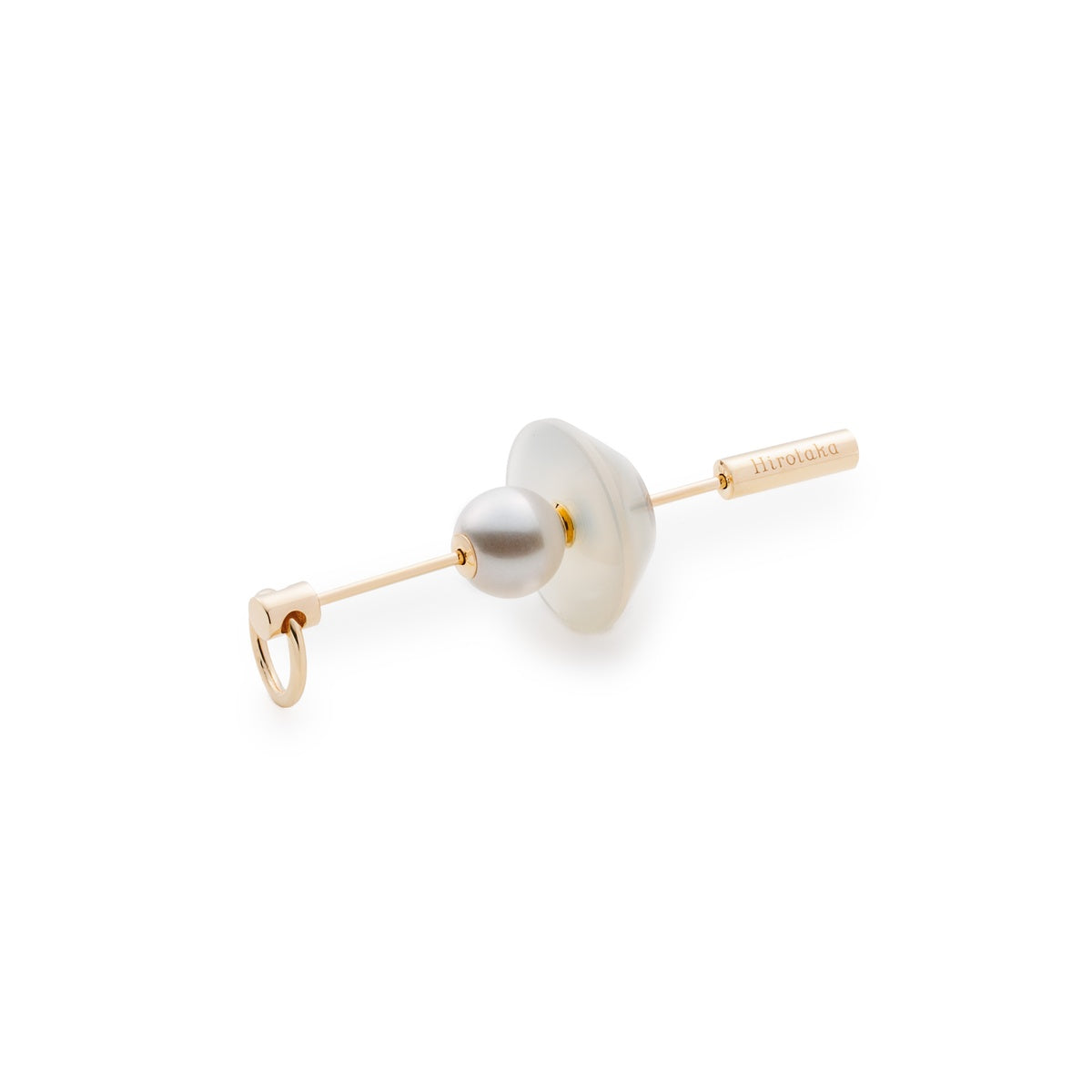 SPEAR Door Knocker Earring  Large size, Akoya Pearl&White Chalcedony