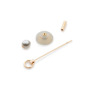SPEAR Door Knocker Earring  Large size, Akoya Pearl&White Chalcedony