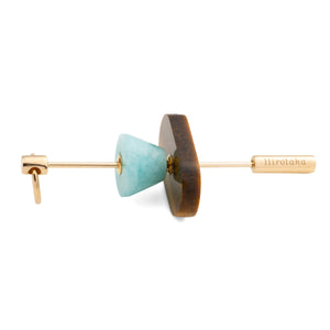 SPEAR Door Knocker Earring  Large size, Tiger's Eye &Amazonite