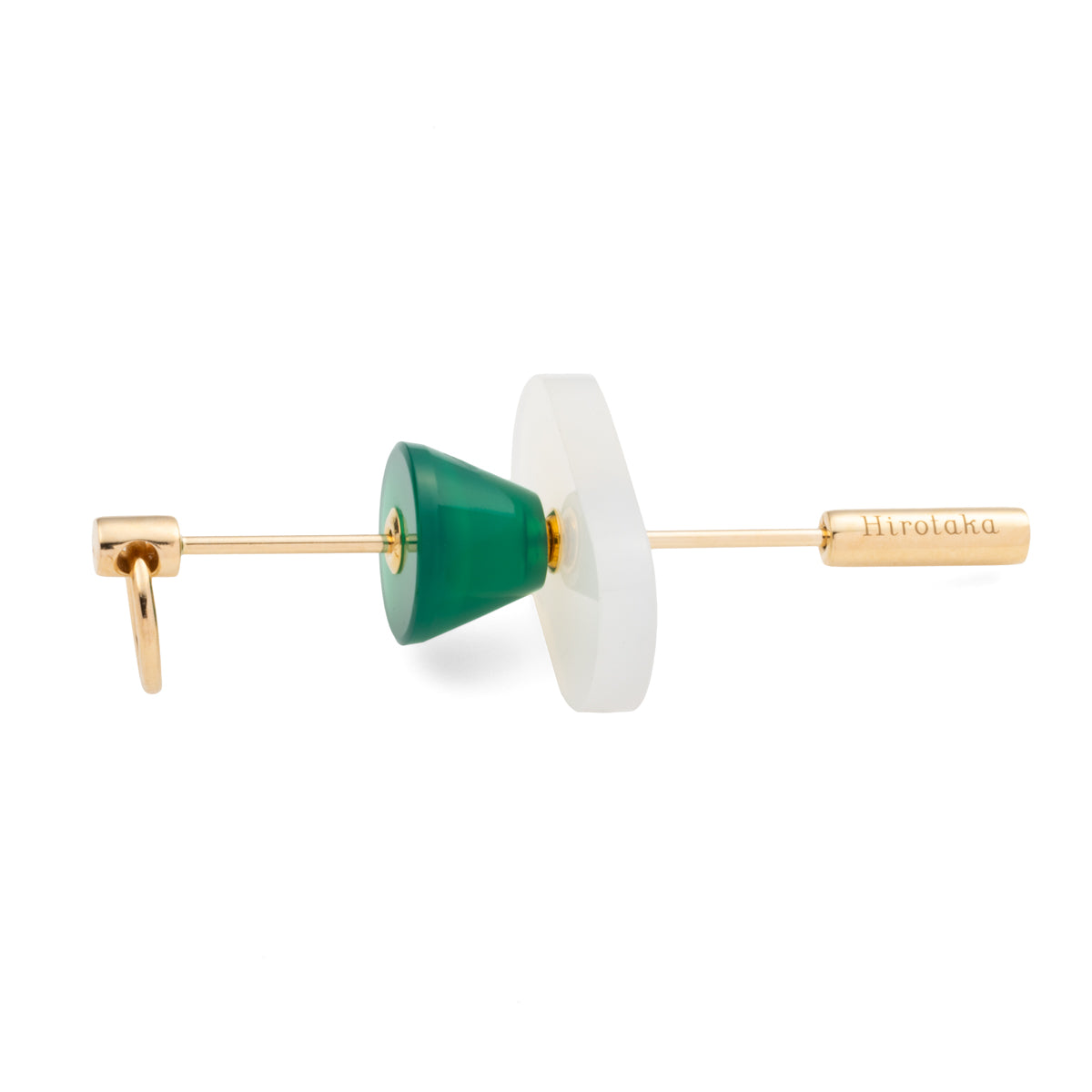 SPEAR Door Knocker Earring  Large size, White Chalcedony & Green Agate
