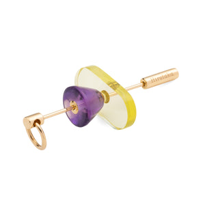 SPEAR Door Knocker Earring  Large size,  Lemon Quartz & Amethyst