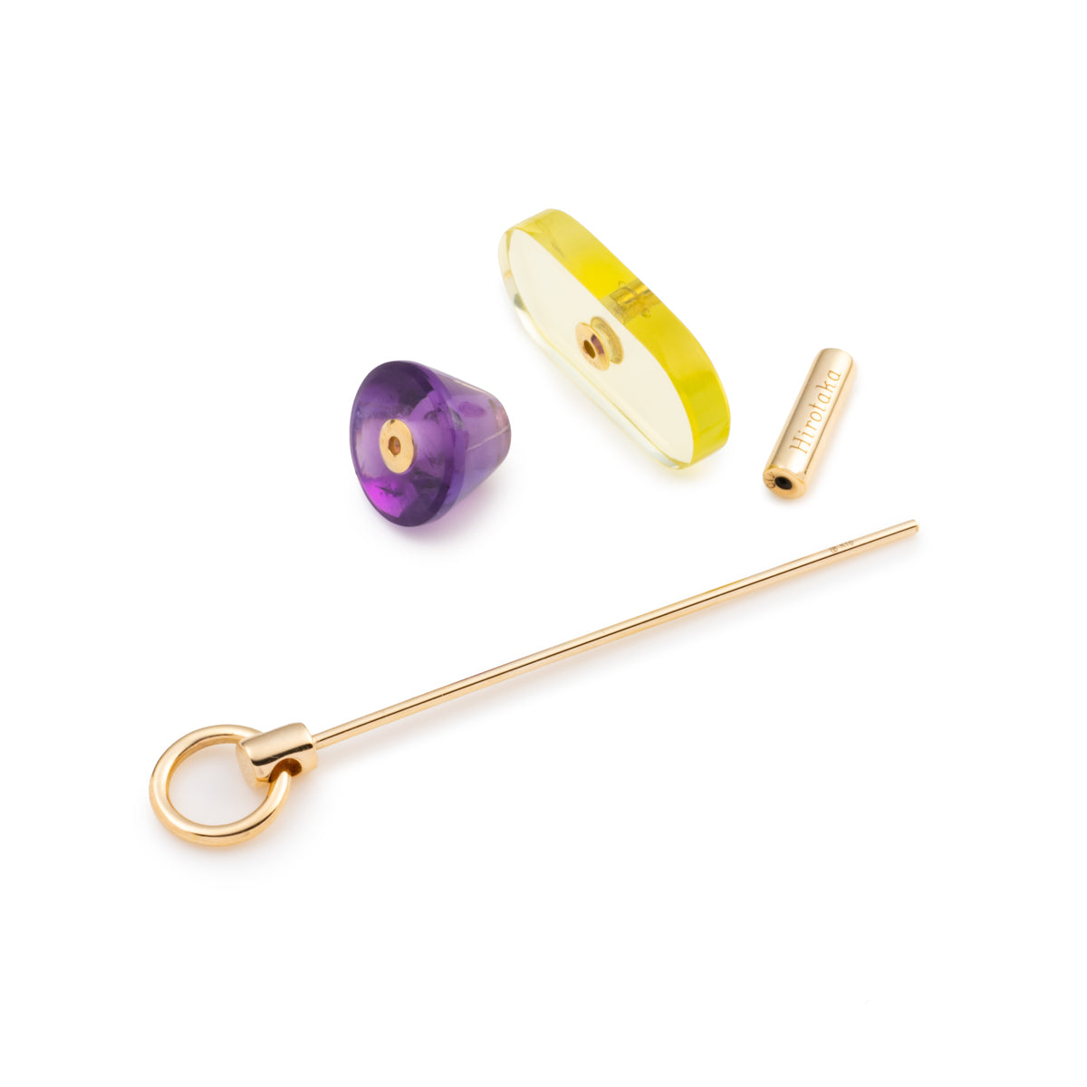 SPEAR Door Knocker Earring  Large size,  Lemon Quartz & Amethyst