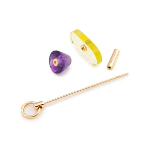 SPEAR Door Knocker Earring  Large size,  Lemon Quartz & Amethyst