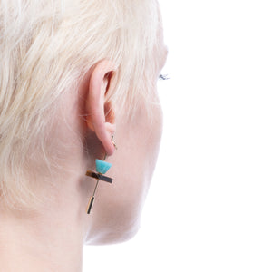SPEAR Door Knocker Earring  Large size, Tiger's Eye &Amazonite