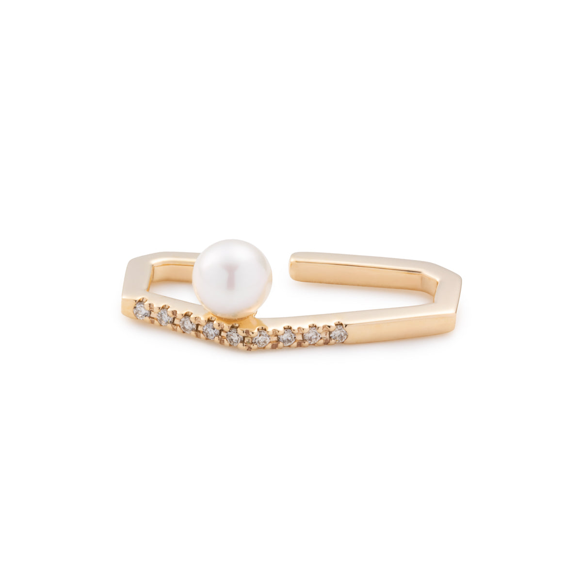 MANHATTAN Polygon Diamond Akoya Pearl Ear Cuff
