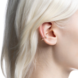 MANHATTAN Polygon Diamond Akoya Pearl Ear Cuff