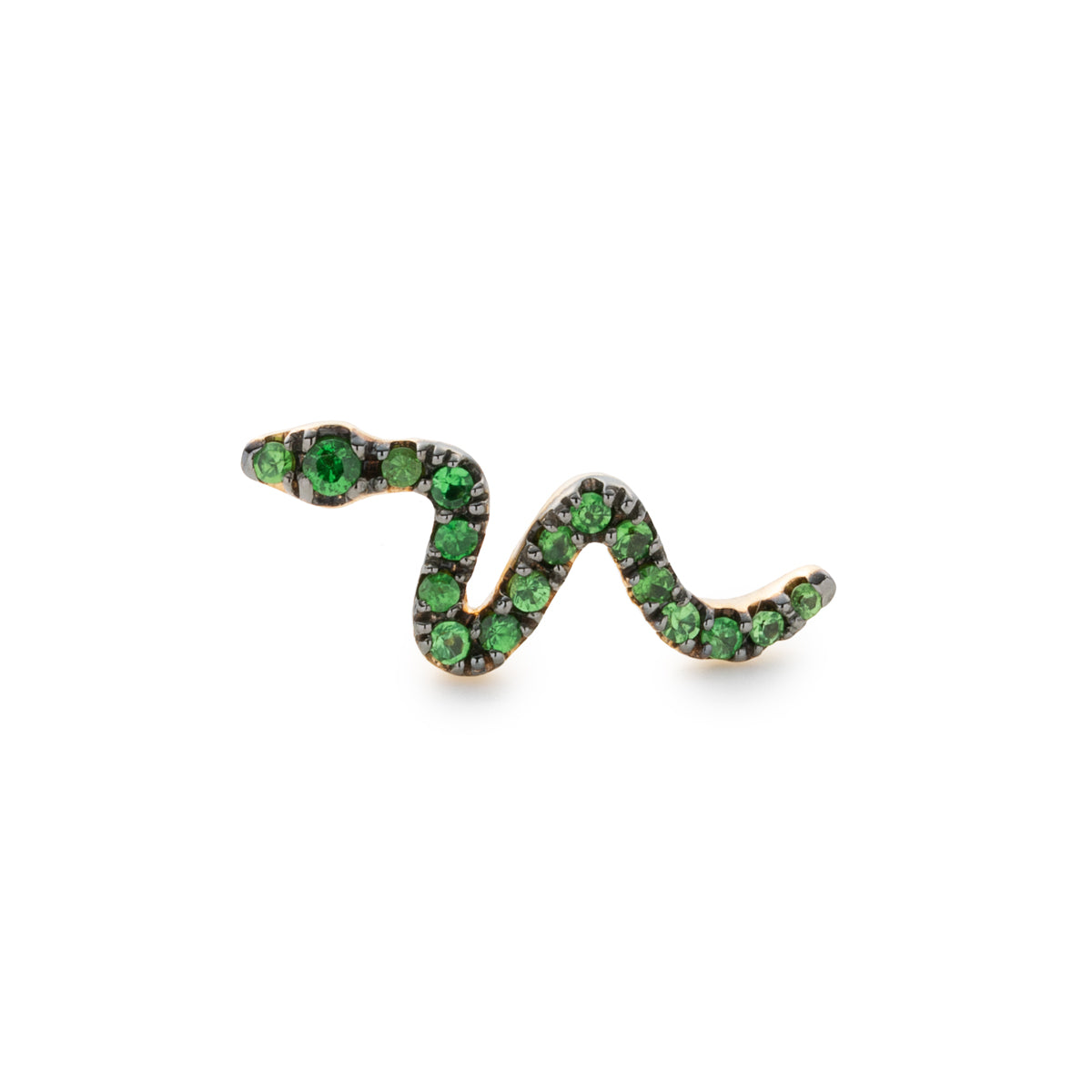 SNAKE KNOT Green Garnet Earring Black Ruthenium Plated