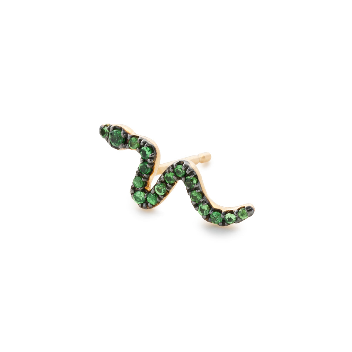 SNAKE KNOT Green Garnet Earring Black Ruthenium Plated