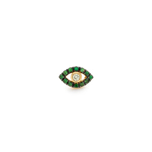 18K EVIL EYE Diamond Green Garnet Earring Black Ruthenium