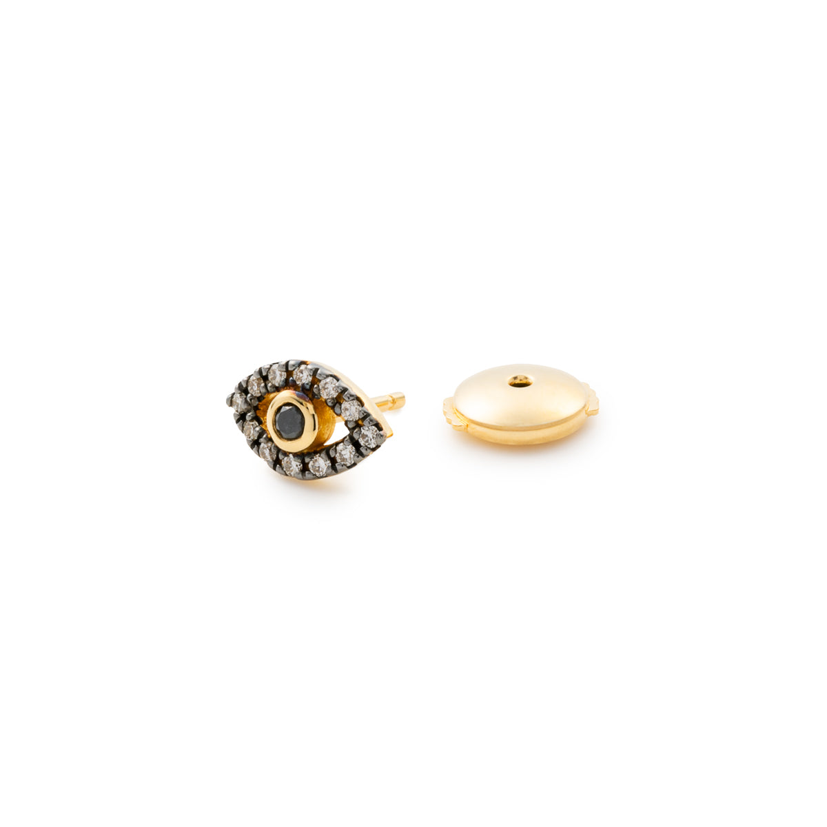 18K EVIL EYE Black Diamond Earring Black Ruthenium