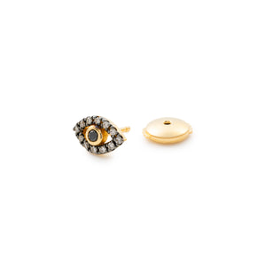 18K EVIL EYE Black Diamond Earring Black Ruthenium