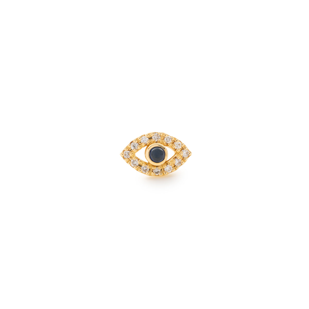 18K EVIL EYE Blue Sapphire Cabochon Diamond Earring