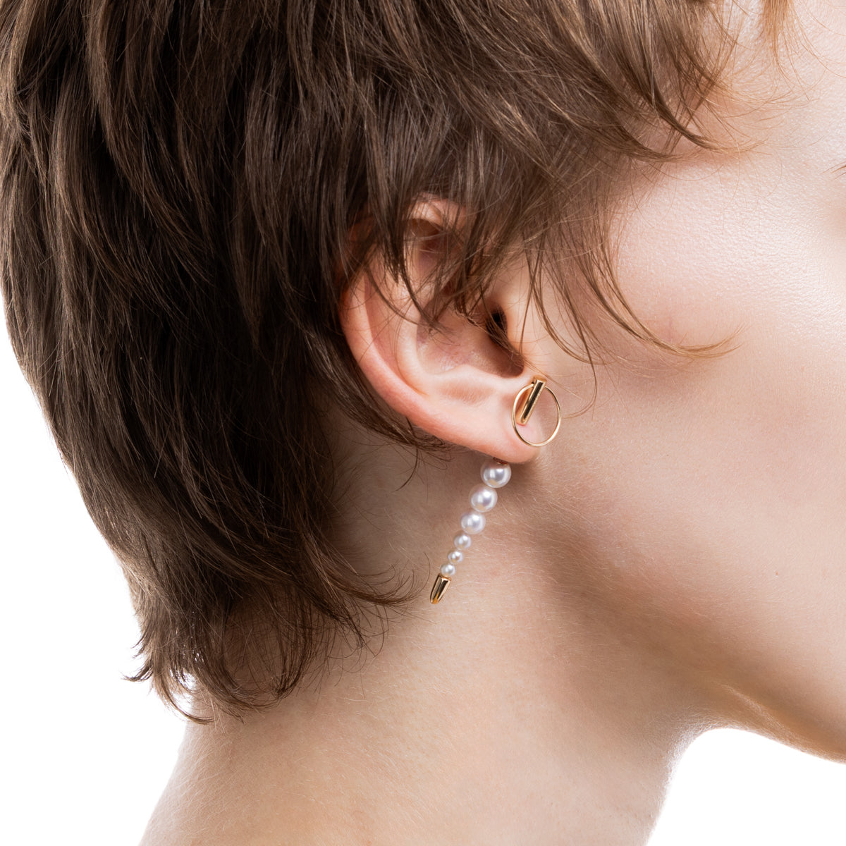 PUNCTURE Back Spear Akoya Pearl Earring Medium size