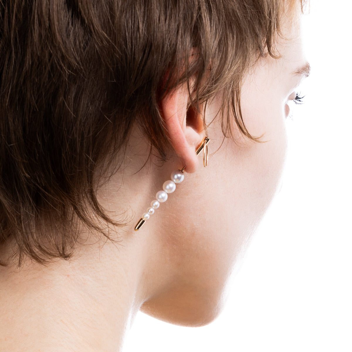 PUNCTURE Back Spear Akoya Pearl Earring Medium size