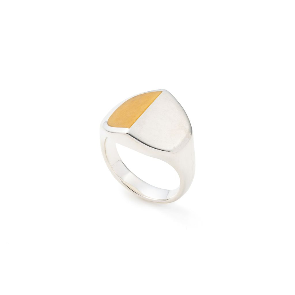 【Made-To-Order】EQUINOX-Pyramid Half Moon Yellow Aventurine Ring