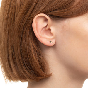 18K BIRD OF PARADISE Double Stone Earring White and Black Diamond